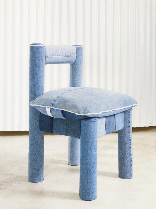  CRCL Task Chair by LikeMindedObjects is made of paper, hardwood, and recycled denim. Photo: Kyle Knodell